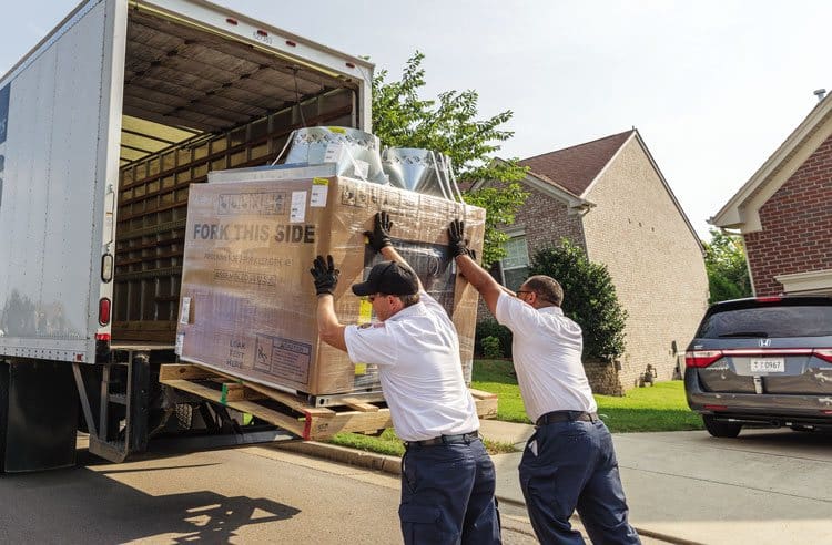 Unloading HVAC Unit